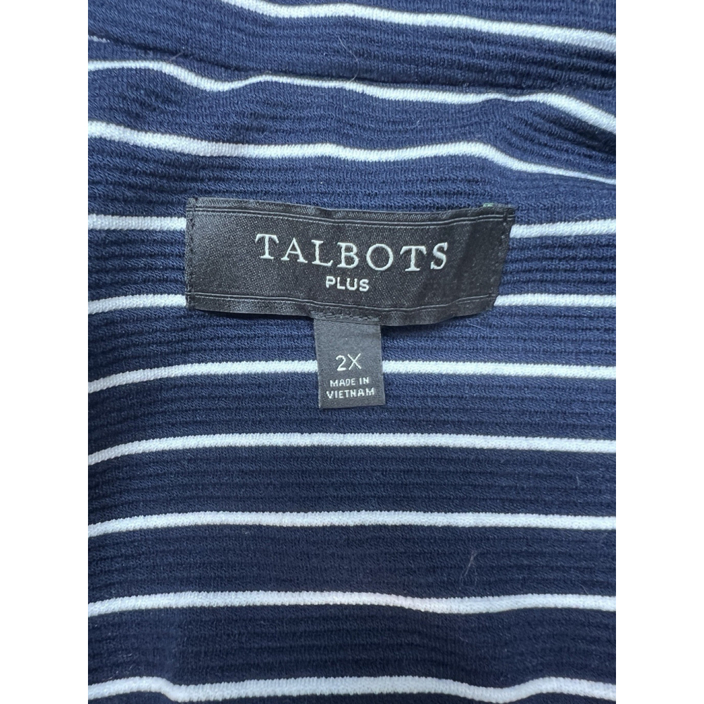 Talbots Plus Size 2X Navy White Stripe Blazer Jacket - Picture 7 of 9